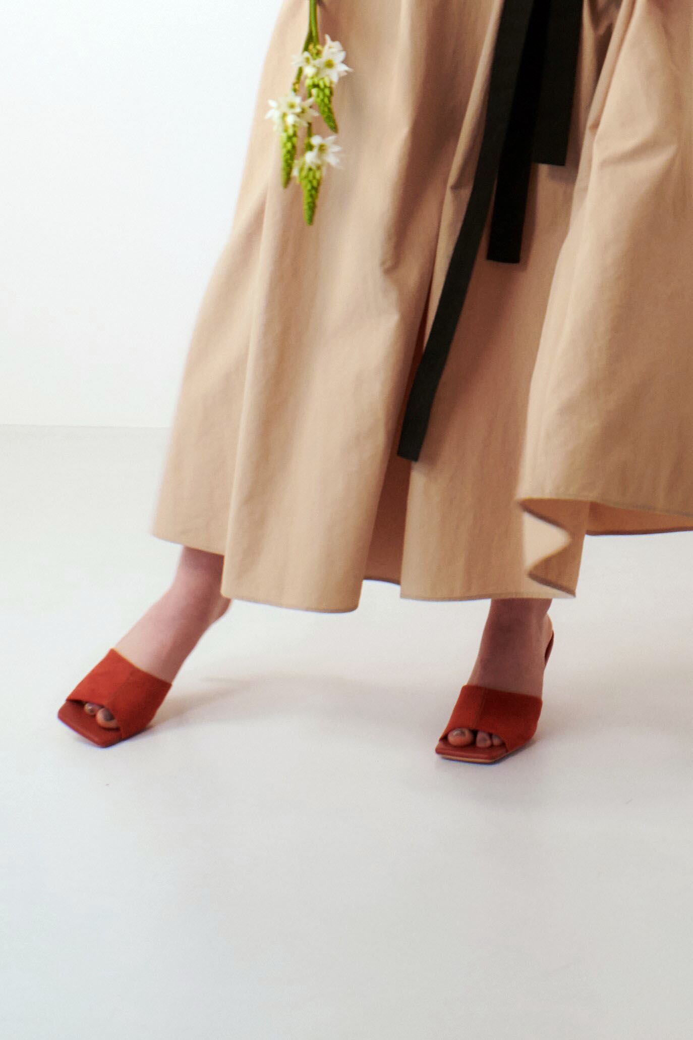 Bamboo square mule CORAL RED