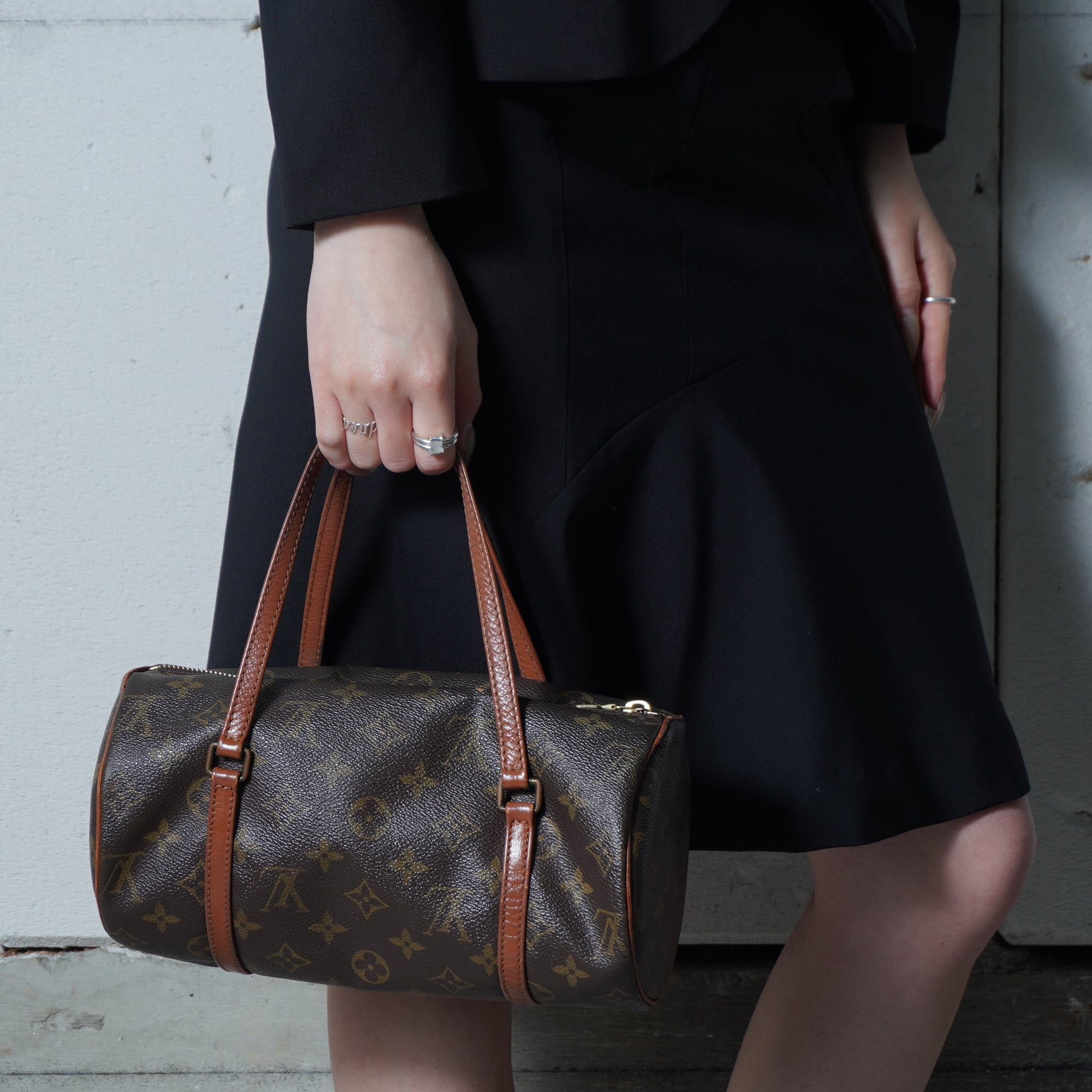 Louis Vuitton モノグラム パピヨン ハンドバッグ ブラウン LOUIS VUITTON】ルイヴィトン パピヨン モノグラムレザーハンドバッグ
