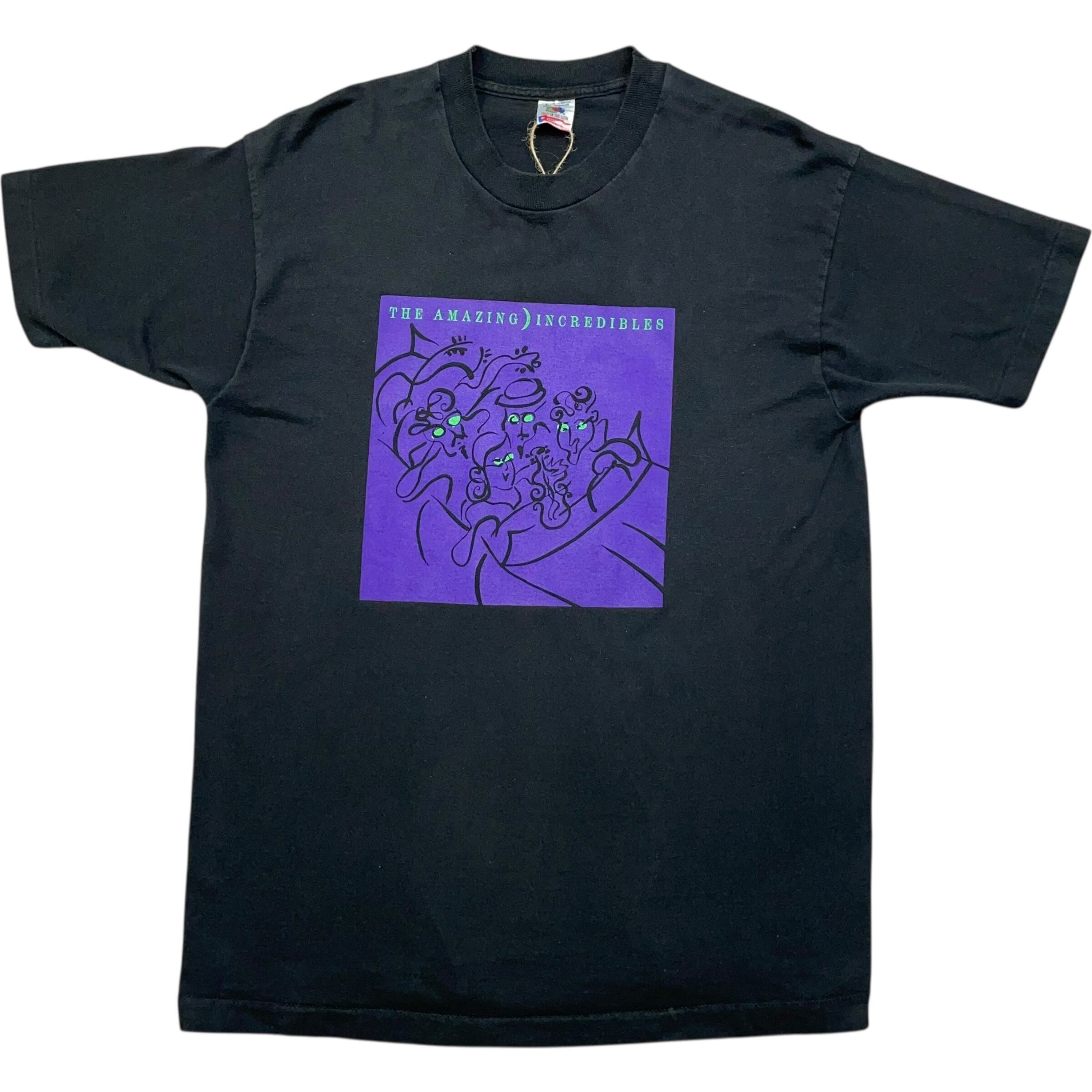 《L》FRUIT OF THE ROOM フルーツオブザルーム Tシャツ フロントプリント シングルステッチ ブラック USA製 90年代 vintage no.8057