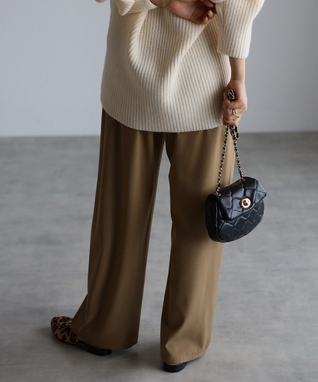 ウエスト配色ライン2タックパンツ