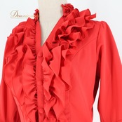 フラメンコ 衣装 エルモサイベリア HERMOSA IBERIA トップス ブラウス レッド系 赤 無地 フリル ボランテ ダンス パーティ 華やか 豪華 舞台 フリルトップス おしゃれ かわいい 衣装用 ダンスウェア ステージ衣装フリルブラウス フェミニン レディース イベント