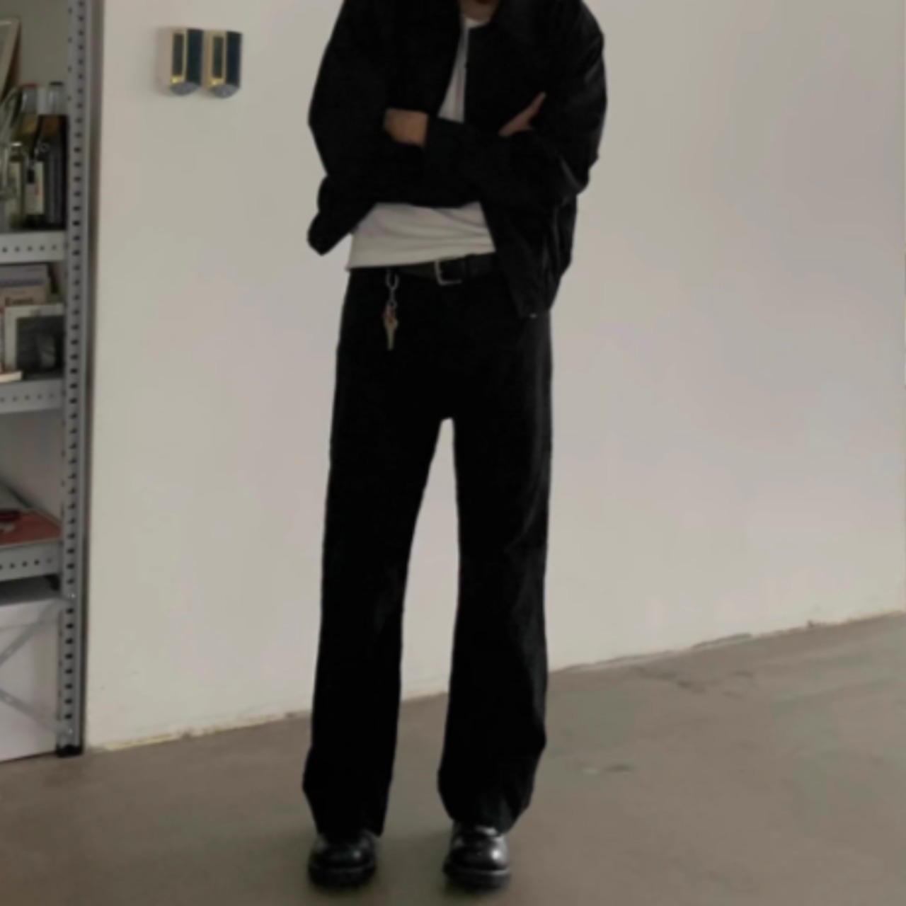 ウォッシュドストレートシンプルパンツ　0885