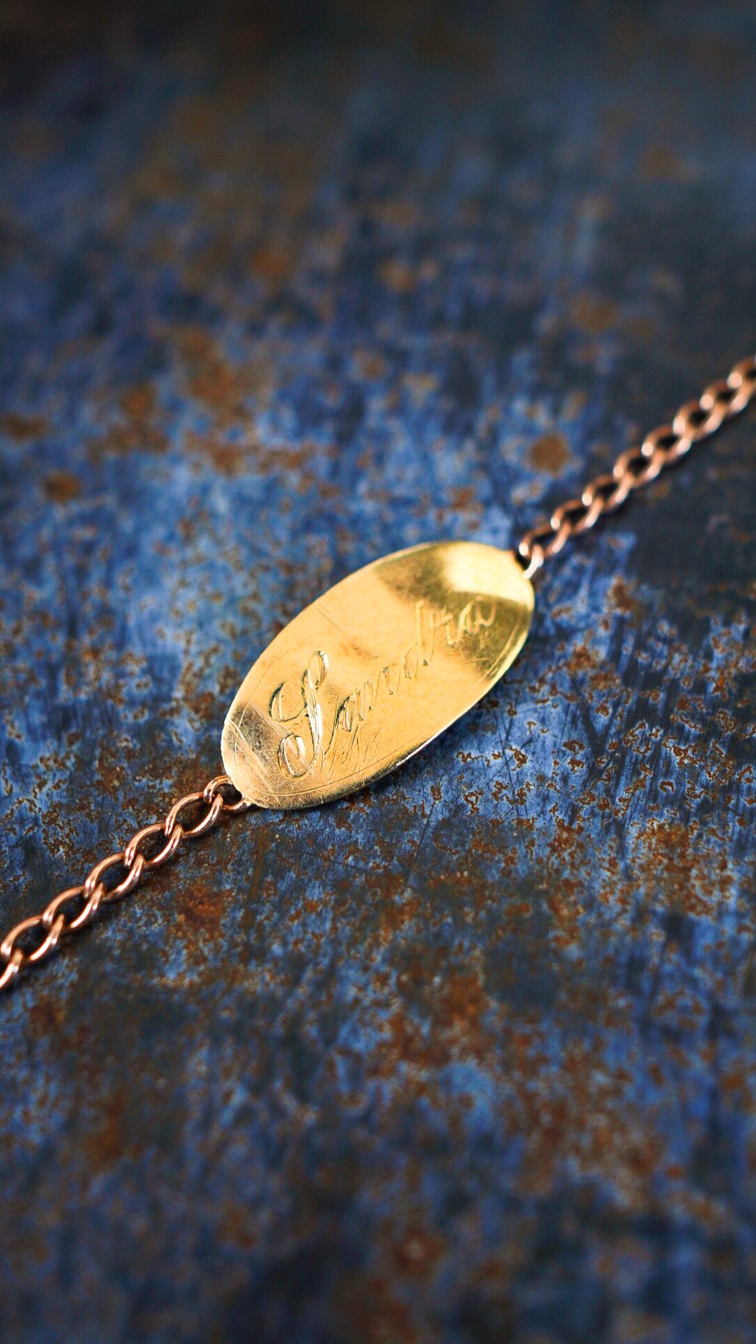 1965】U.K. VINTAGE 9ct ゴールド ID ブレスレット 《9金 イエロー