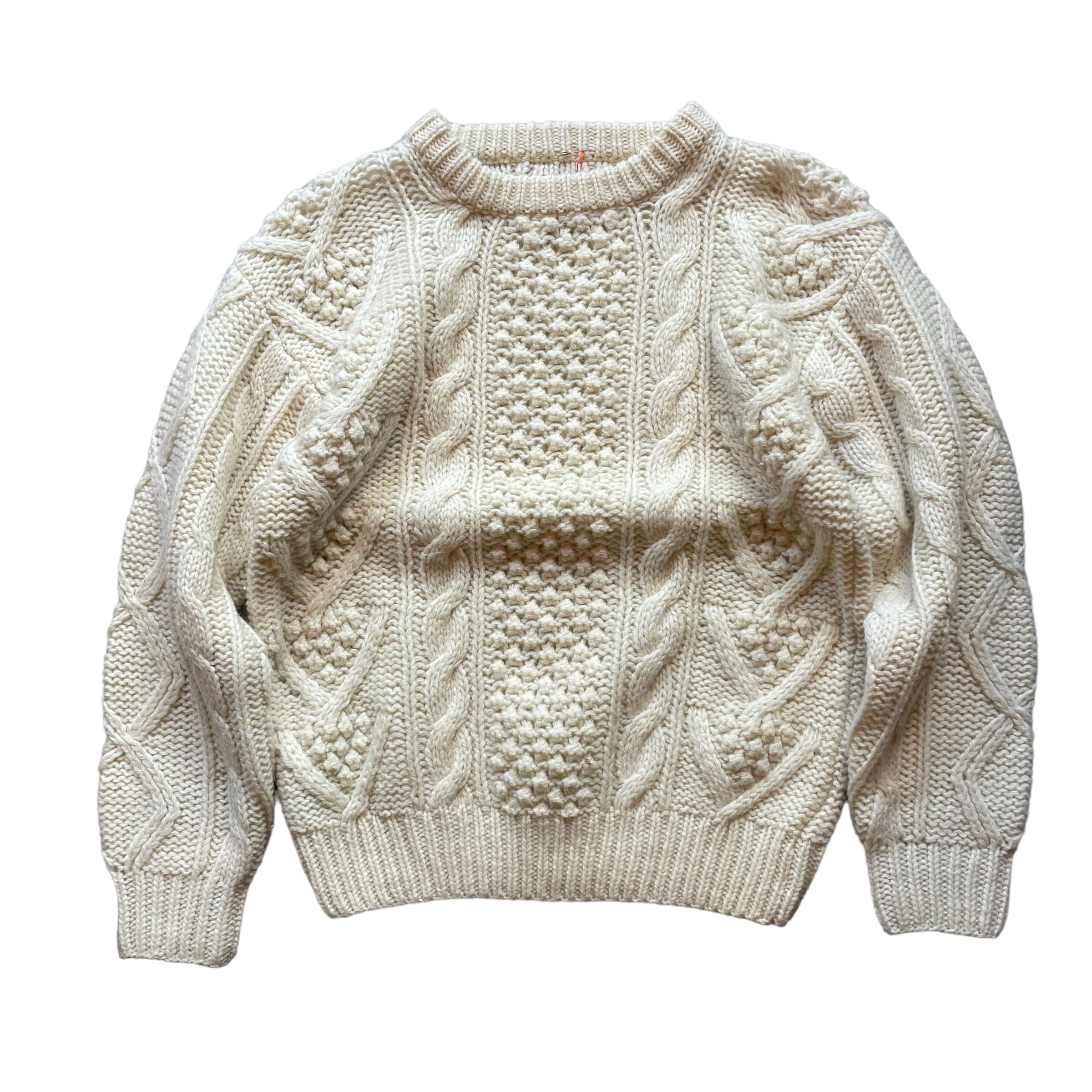 L】Cable Knit Sweater col NAT HAND KNIT WOOL 100%ケーブルニット