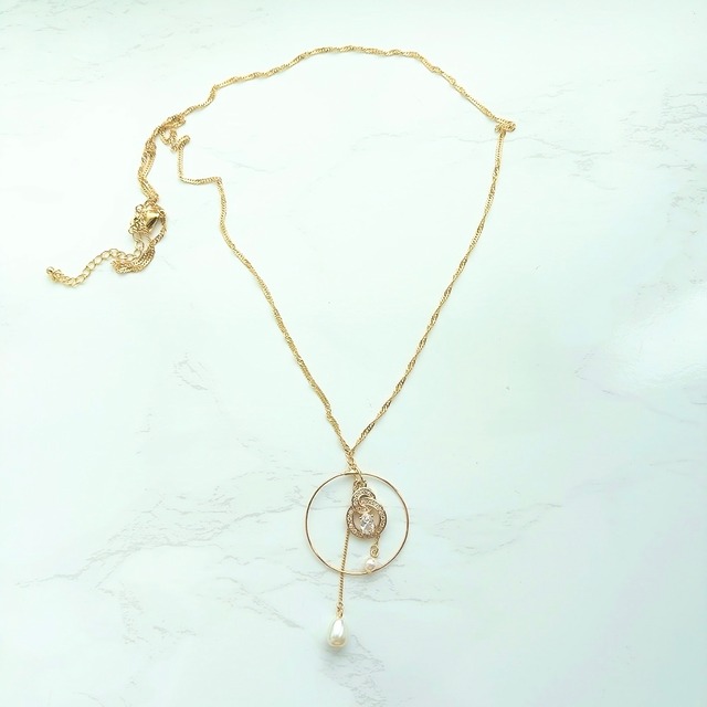 ジルコニアパーツ×フープパーツネックレス