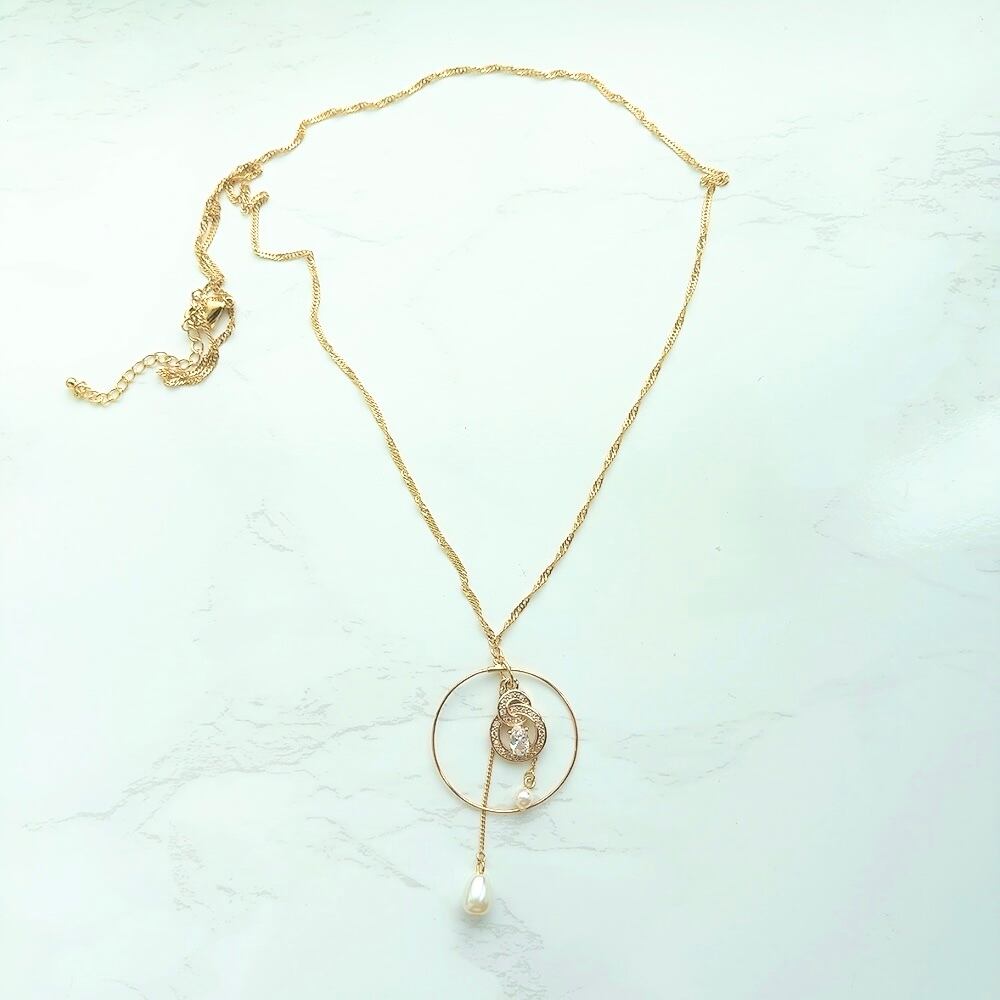 ジルコニアパーツ×フープパーツネックレス