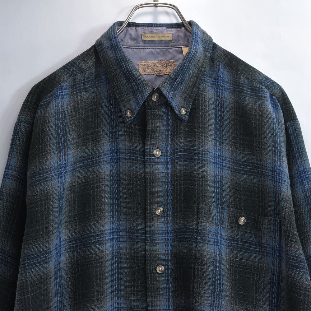 00s~ FIELD & STREAM フィールド&ストリーム アクリルウール オンブレチェックシャツ 総柄 ヴィンテージ ブラック ビンテージ USA アメリカ古着 メンズLサイズ