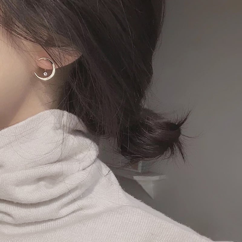 silver925 moon bijou pierce