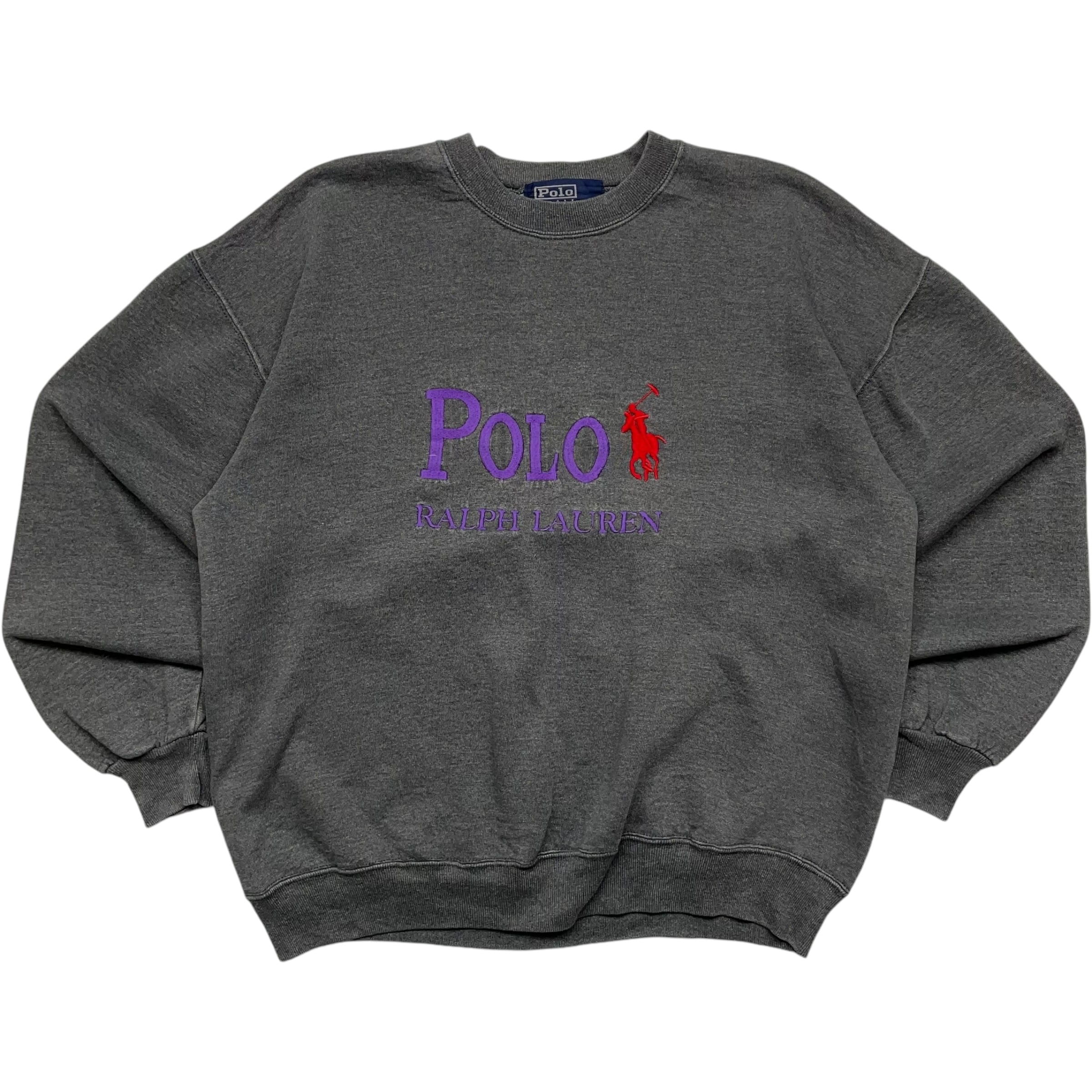 《XL》 Ralph Lauren ラルフローレン スウェット 刺繍 グレー USA製 90年代 vintage no.4534