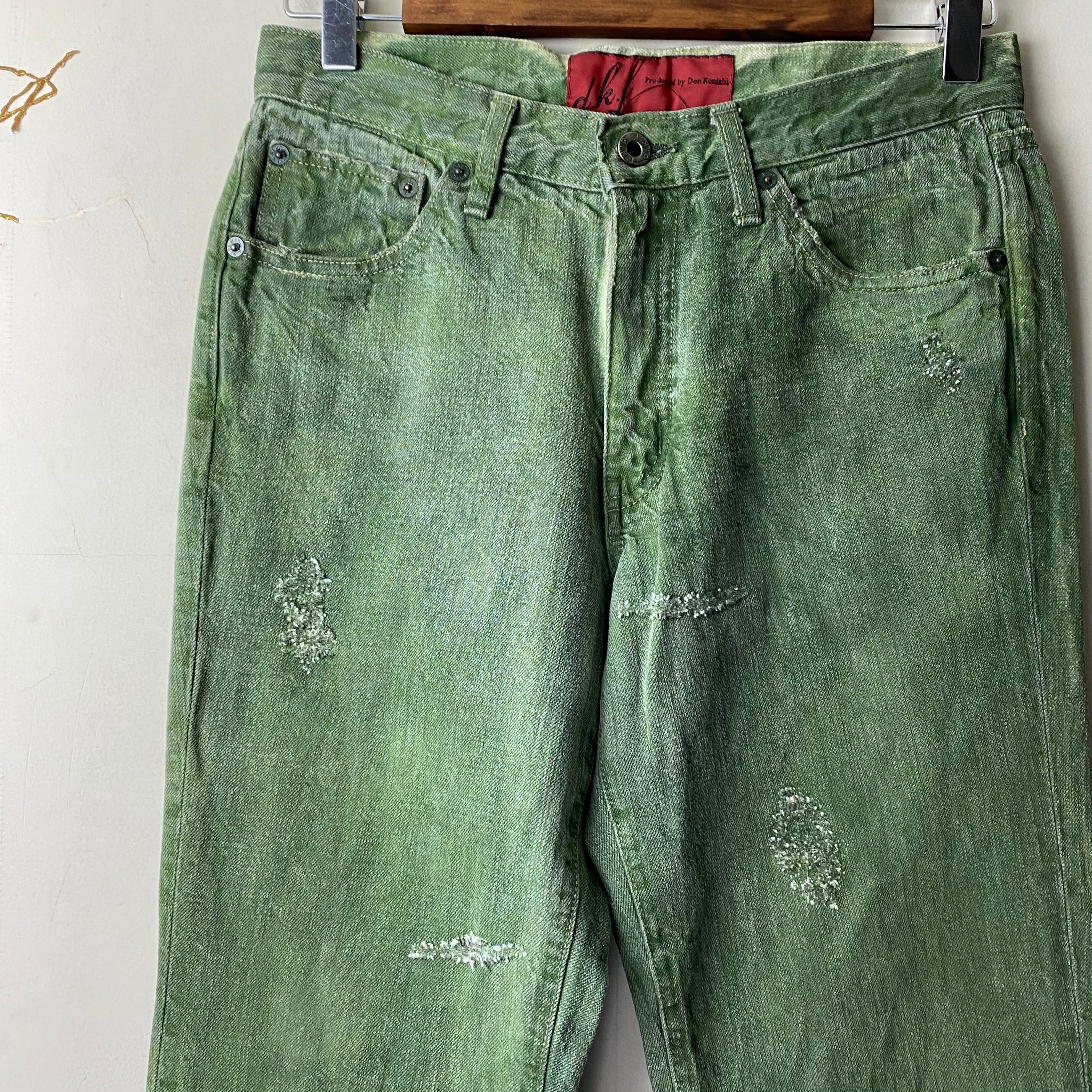 vintage D.K.F by Don Konishi green overdye denim pants | NOIR ONLINE