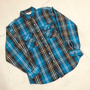 ⊕1980'S FIVE BROTHER BLUE FLANNEL CHECK SHIRT
