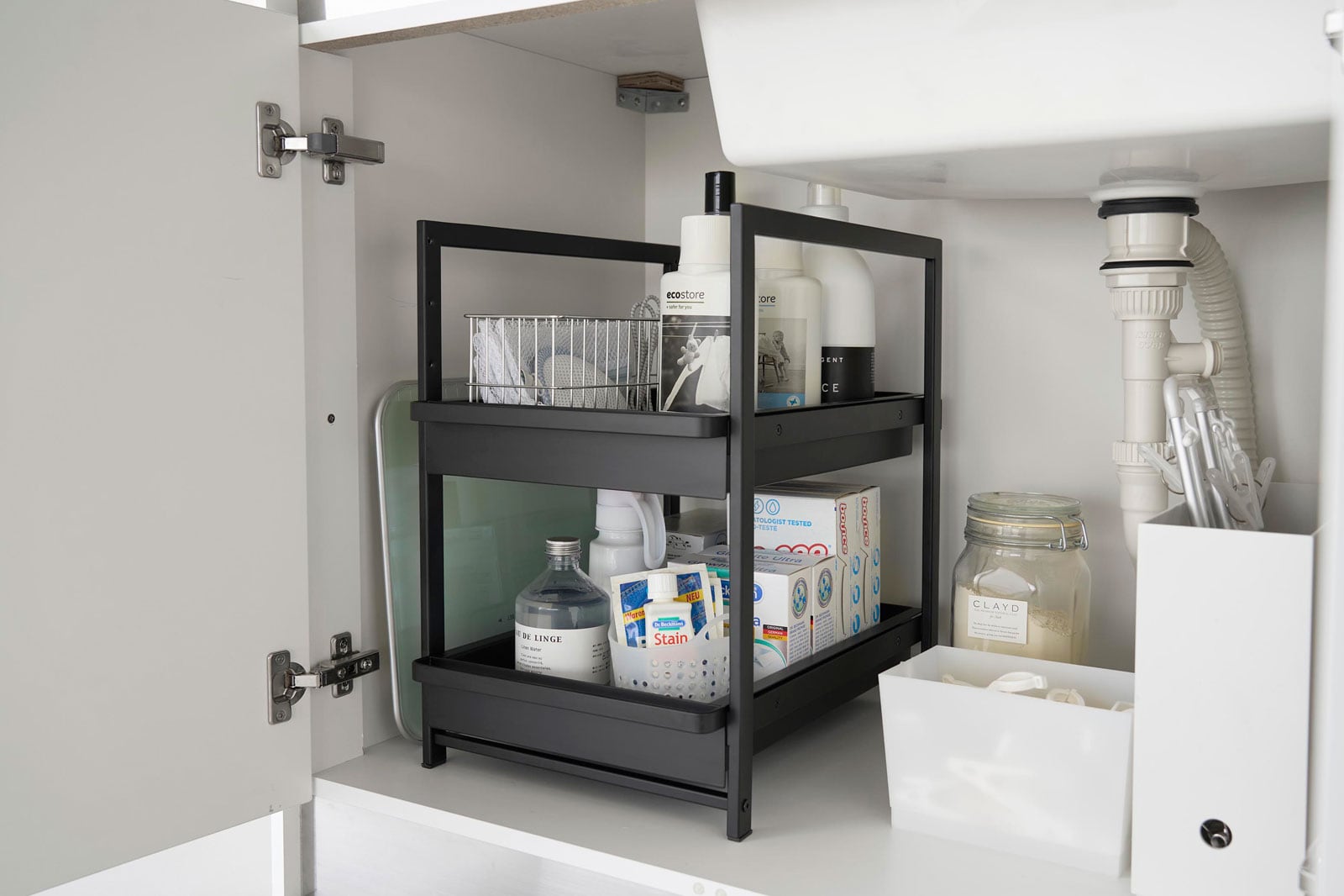 キッチン収納 山崎実業 tower タワー シンク下スライドラック 2段 1461