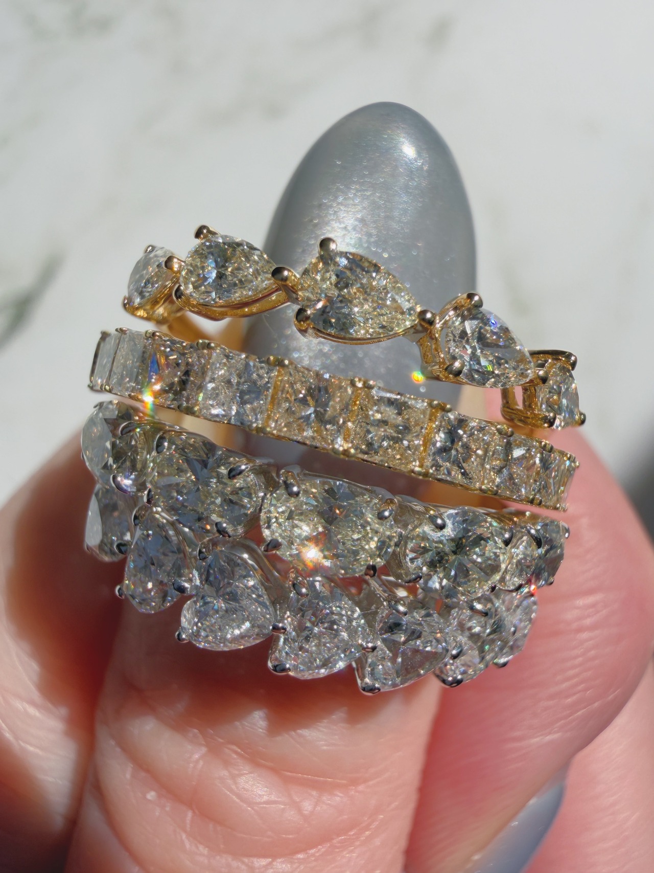天然ダイヤモンド(1.30ct)ハートシェイプエタニティリング/K18WG