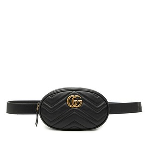 グッチ GGマーモント キルティング ボディバッグ ウエストバッグ 476434 ブラック レザー レディース GUCCI 【中古】