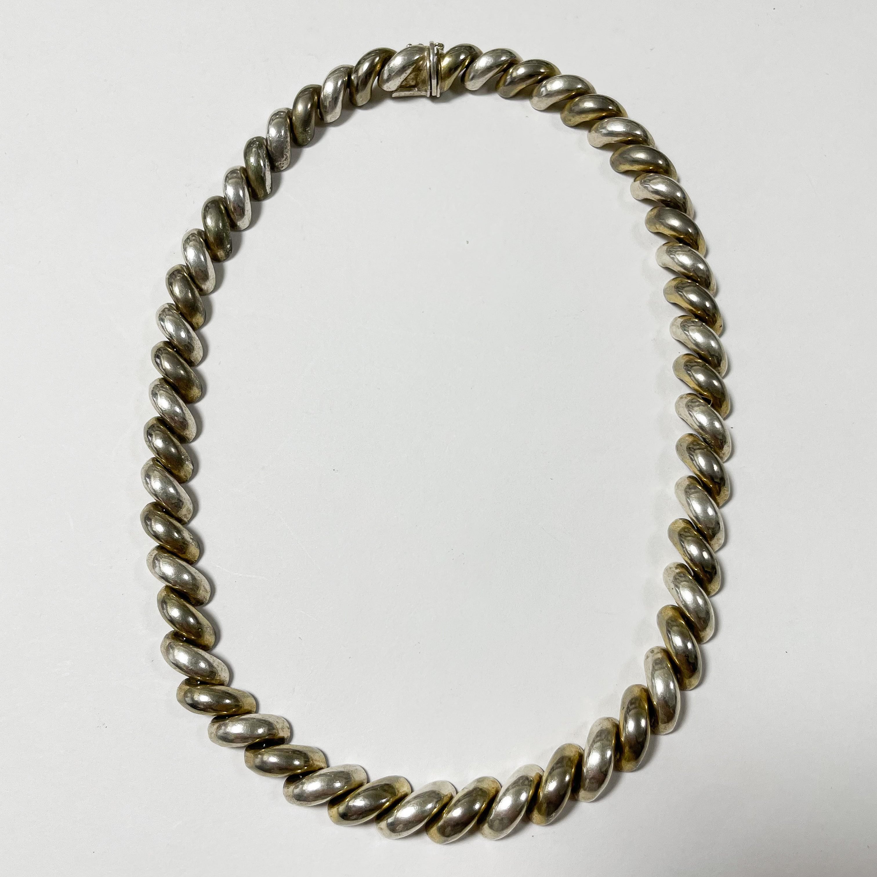 Vintage 925 Silver Twist Link Necklace Made In Italy | CORNER