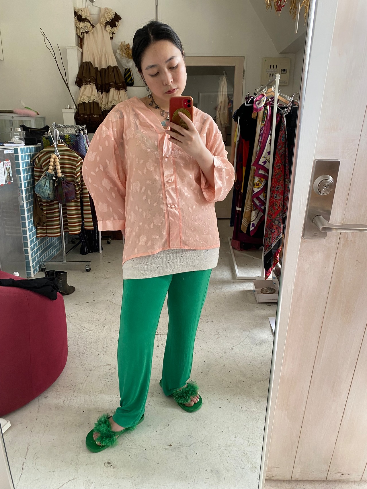 Shear rose design blouse | シースルーブラウス