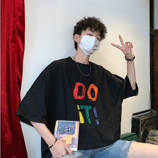 全3色 カットソー ビッグシルエット ロゴ カジュアル メンズ