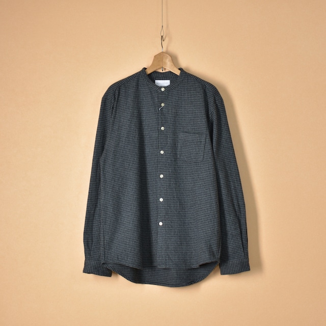 Manual Alphabet マニュアルアルファベット　cotton tweed loose fit band collar shirt【メンズ】