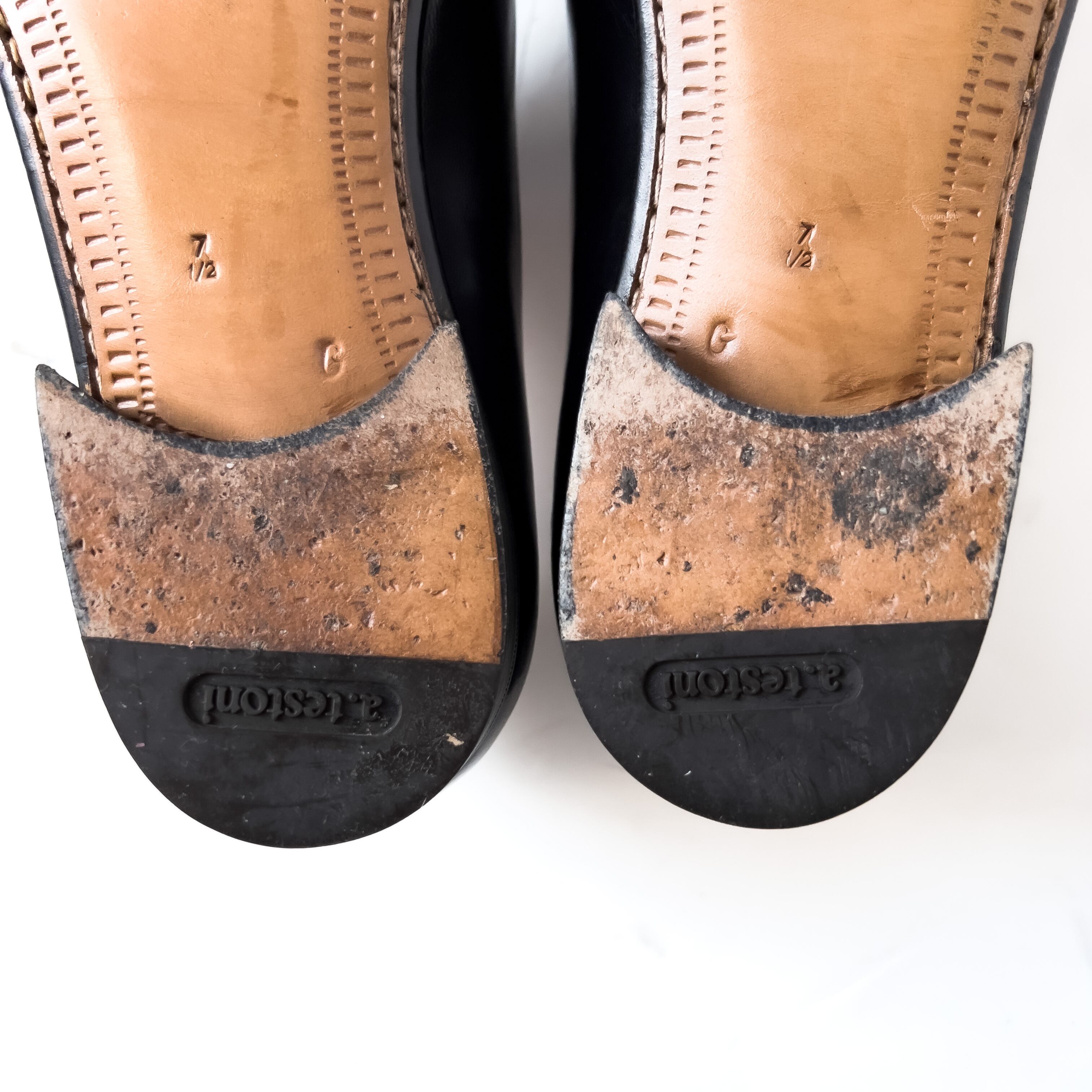 a. testoni” 7E black leather loafers made in italy AMEDEO TESTONI