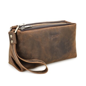 Double Zip Genuine Leather Clutch Bag / 本革 ダブルジップ レザー クラッチ バッグ