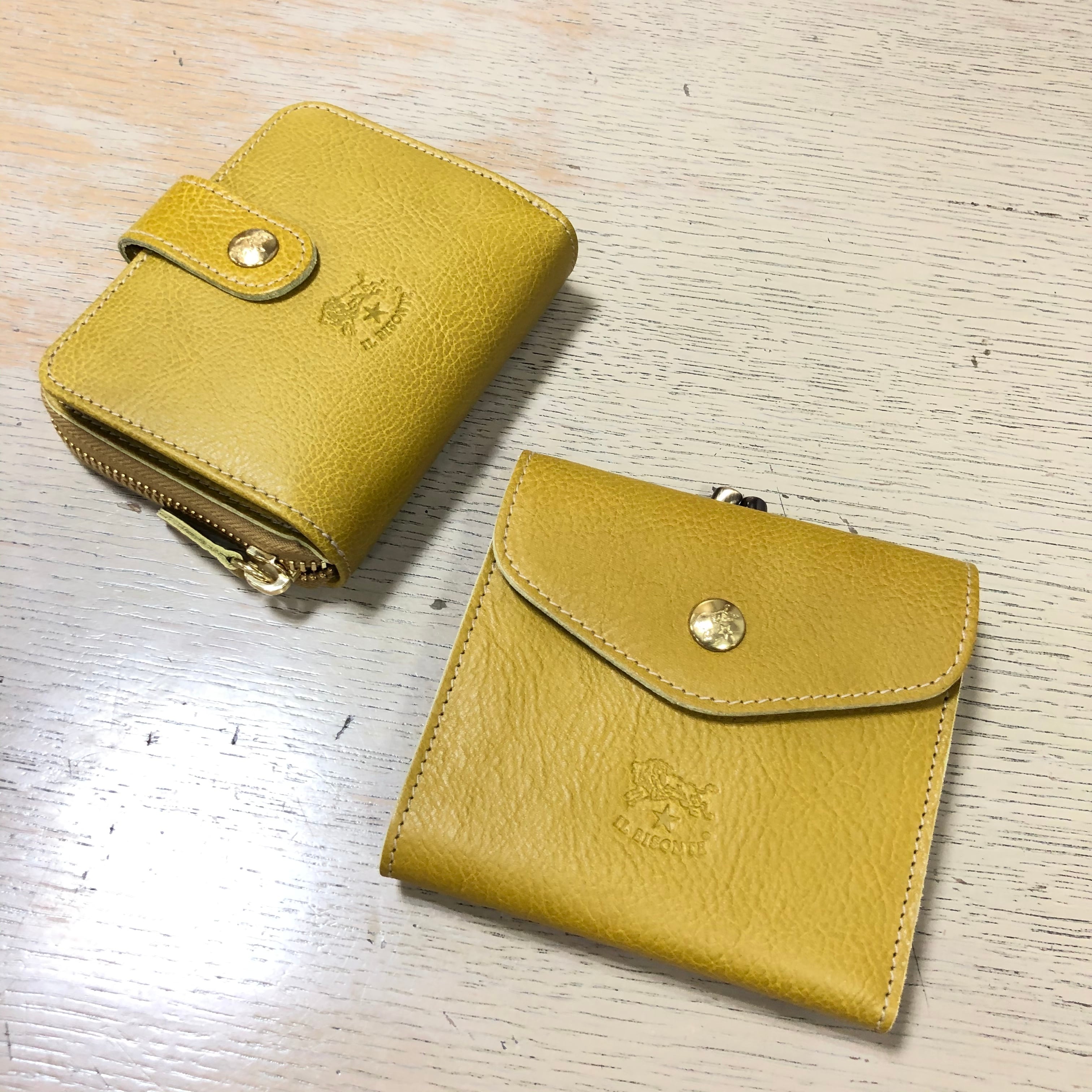 【新品】 イルビゾンテ 二つ折り財布 コンパクト くすみイエロー【ブランド箱付】