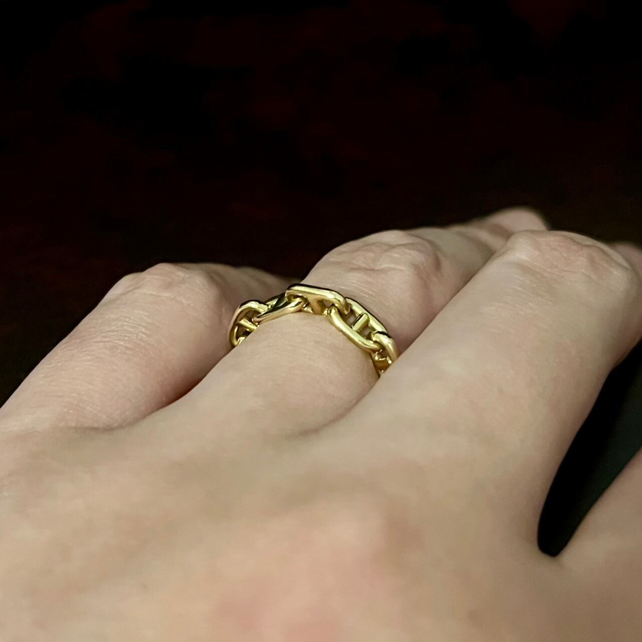 VINTAGE HERMES Chaine d'Ancre Ring 18K Yellow Gold | ヴィンテージ