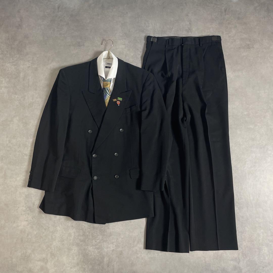 90s vintage スーツ ダブル セットアップ ピンズ 黒色 vol.3