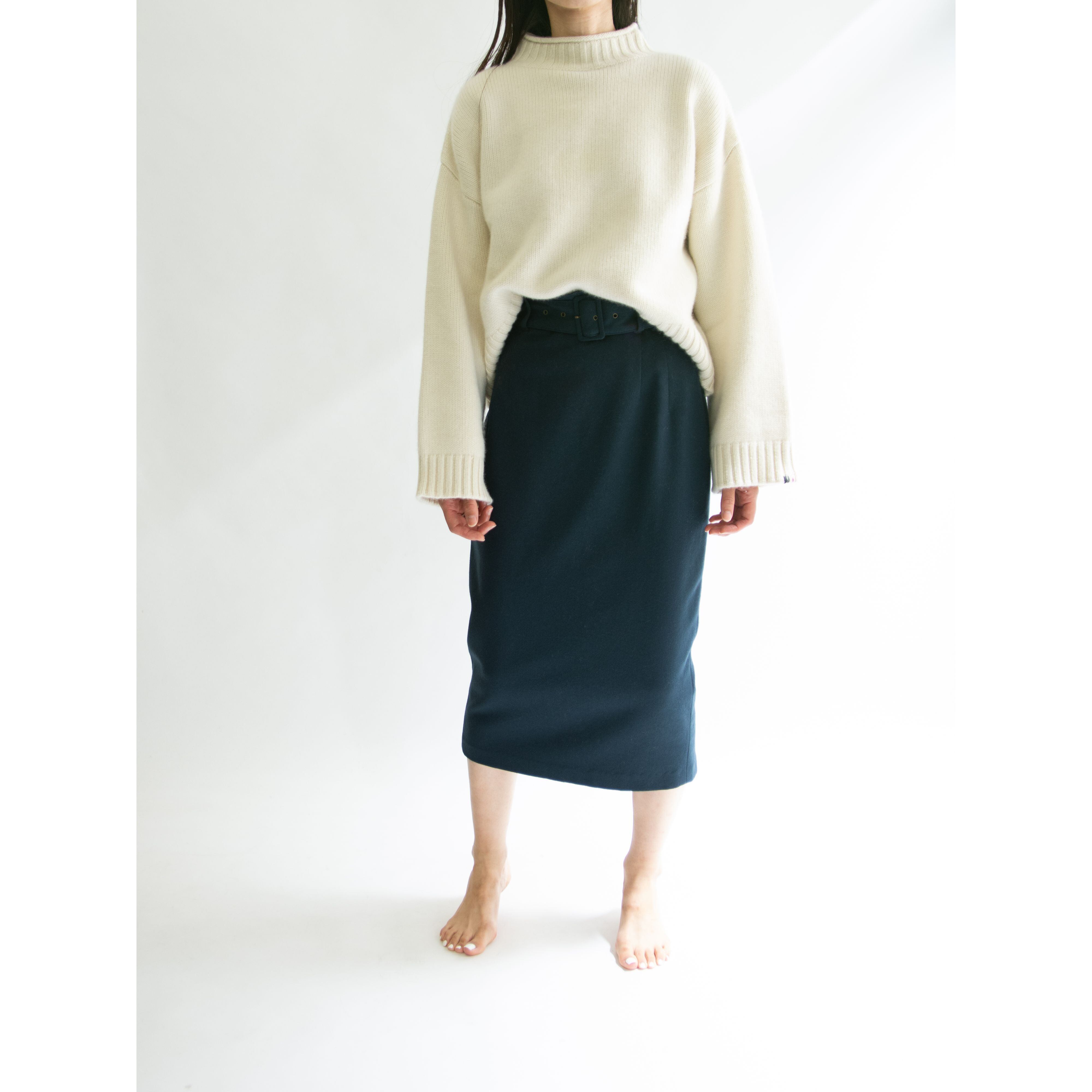 【UNITED COLORS OF BENETTON】Made in Italy Midi length slit skirt(ベネトン イタリア製ミディ丈スリットスカート)11a