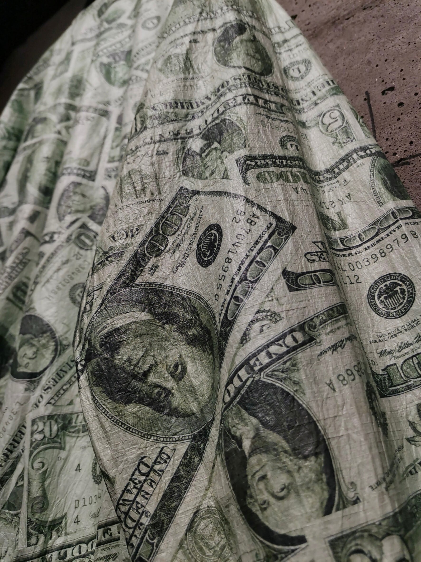 Caka】100 Dollar Bill Pattern Vintage Loose Paper Bomber Jacket  