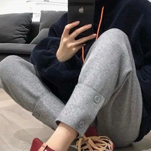 buttoned hem knit pants　201748