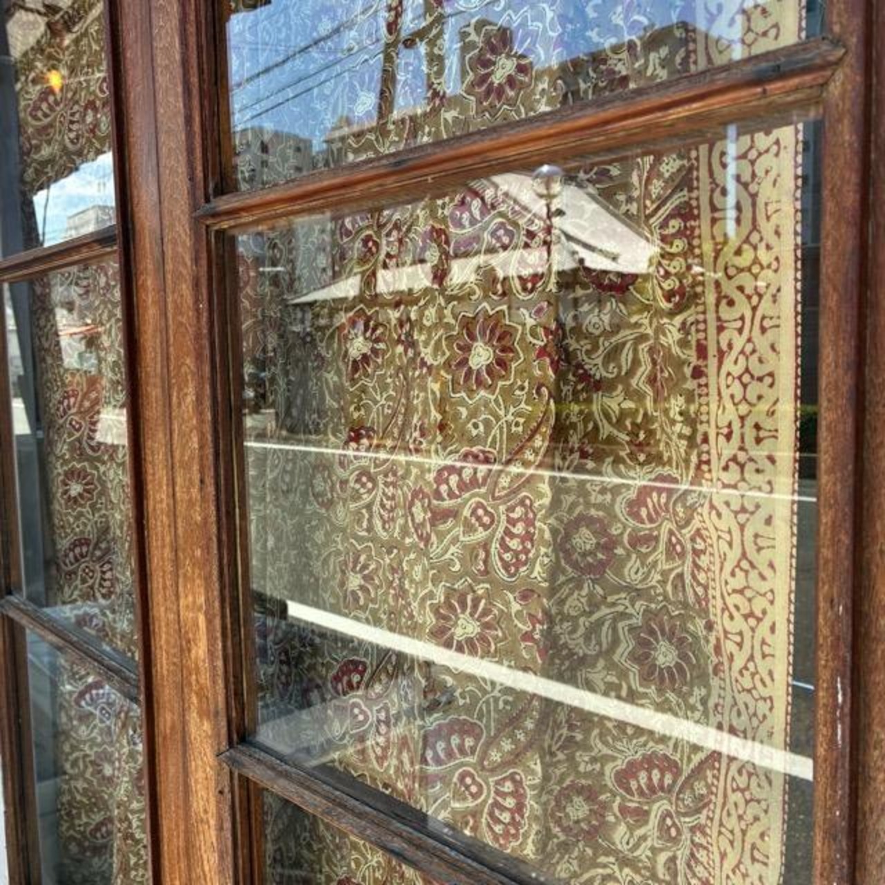 India Bagru print curtain　インド　バグループリントカーテン　105×178cm　ブラウン　カーテンポール　暖簾　レースカーテン　木版プリント　草木染め