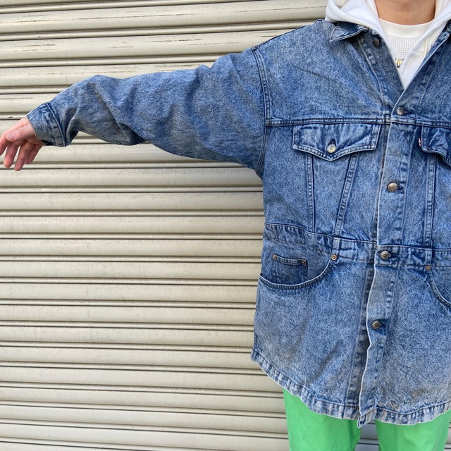 『送料無料』Levi's 80s USA製 75075 ケミカルデニムロングジャケット