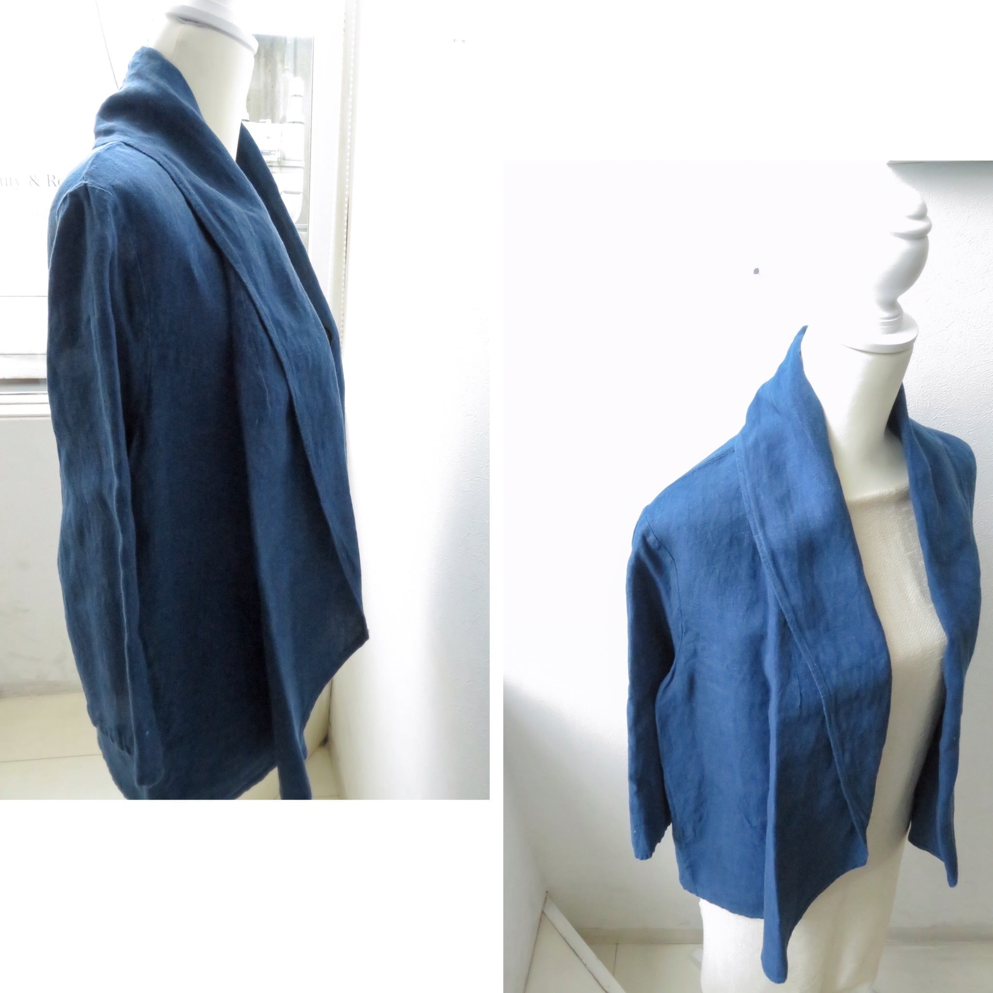 天然藍染の麻ジャケット：濃藍 | ゆきのこうげい