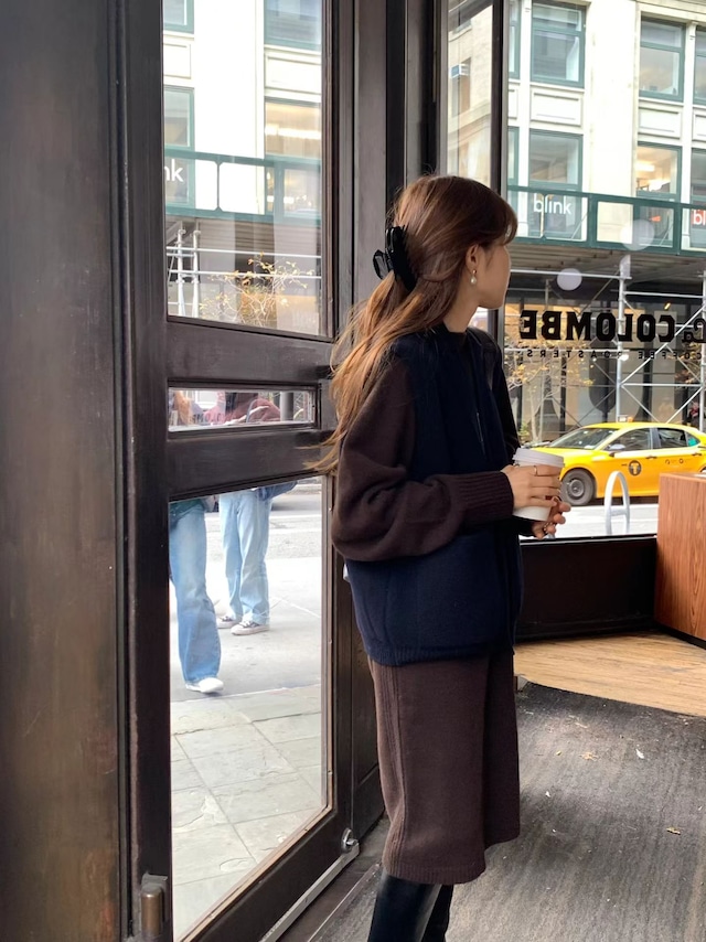 (OUNCE) pocket  knit vest cardigan / 2color