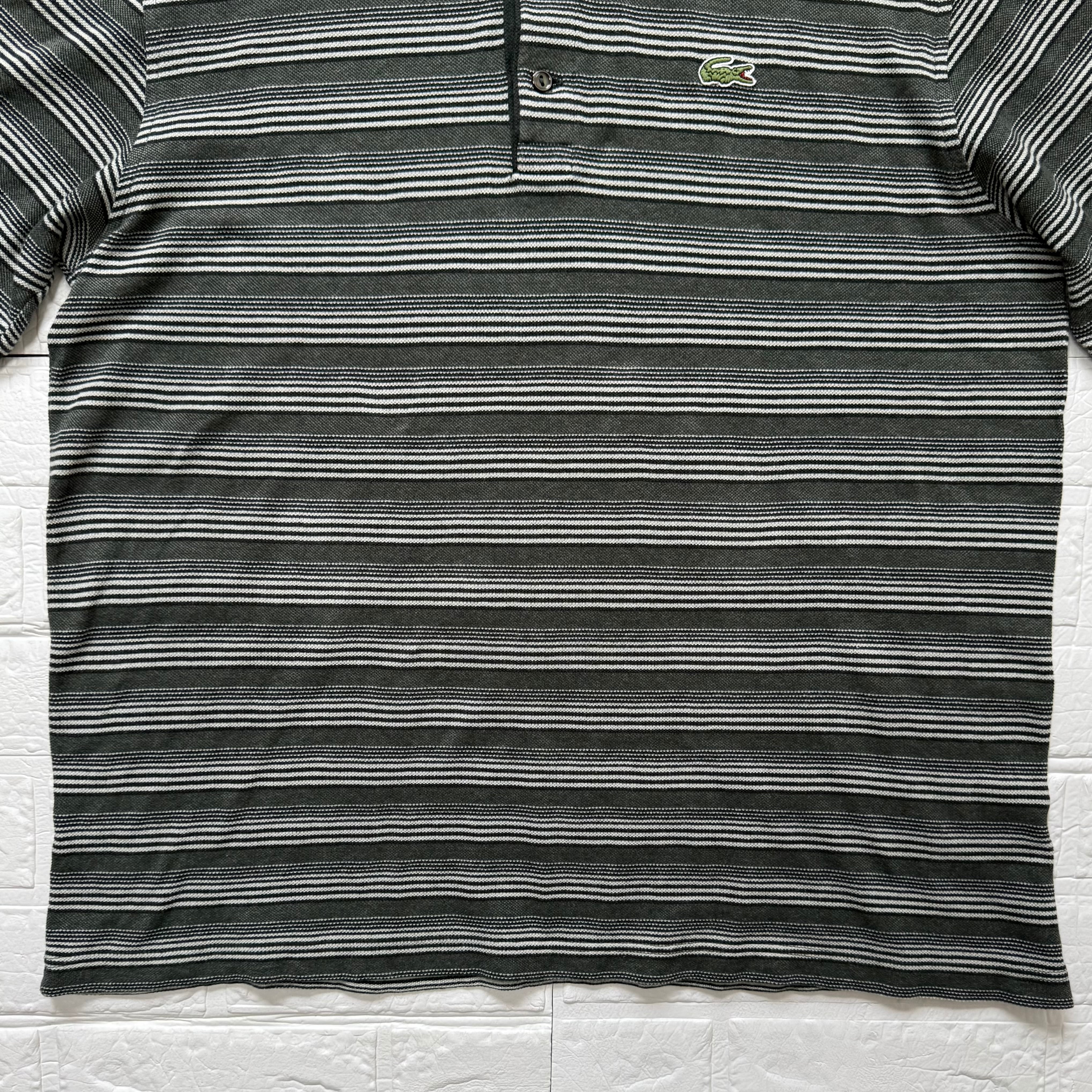 ラコステ ポロシャツ 半袖 刺繍ロゴ L 90s フランス製 鹿の子 F5191 LACOSTE 90s フランス製 F5191 コットン 鹿子 半袖ポロシャツ モス