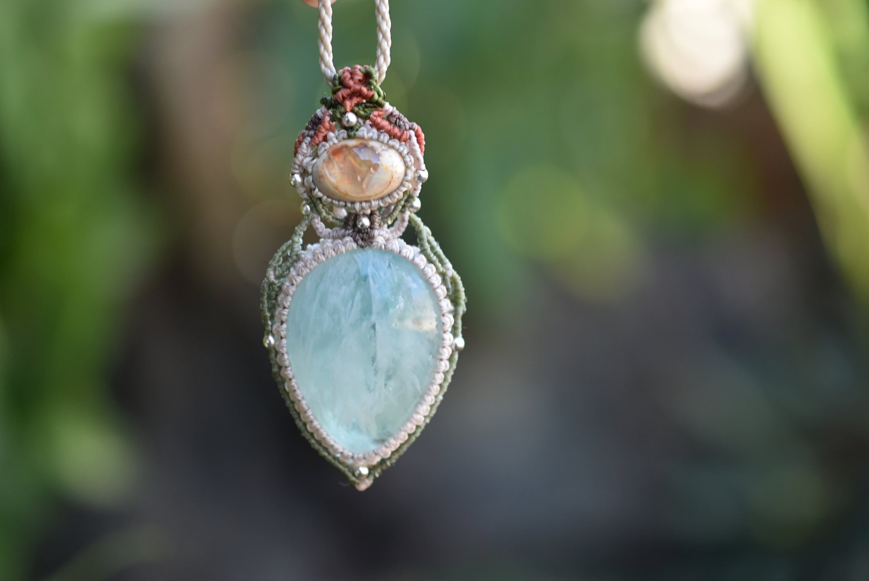 魔女のブローチ(マクラメネックレス) アウトレット アベンチュリン