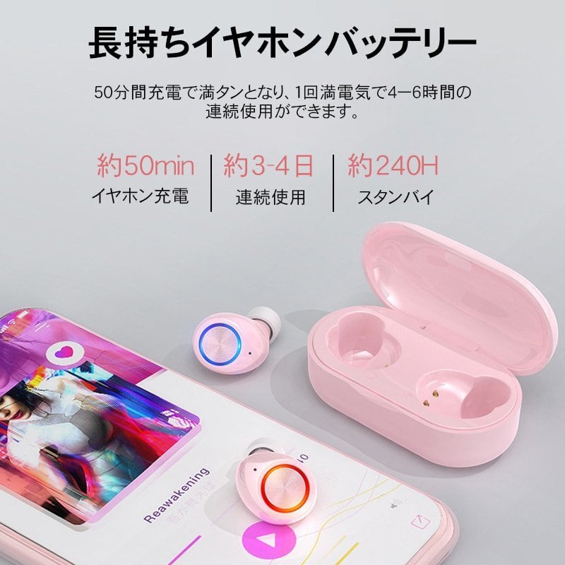ワイヤレスイヤホン bluetooth5.0 iphone android 自動ペアリング 両耳