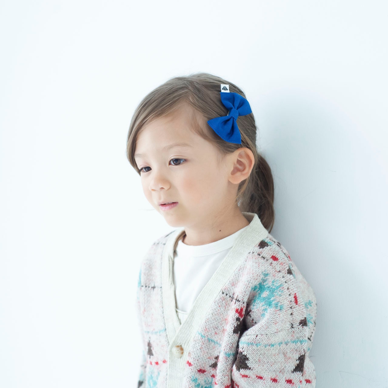 リボンピン 【ブルー】ブランド 子供 ヘアアクセサリー 女の子 男の子 日本製 キッズ ギフト
