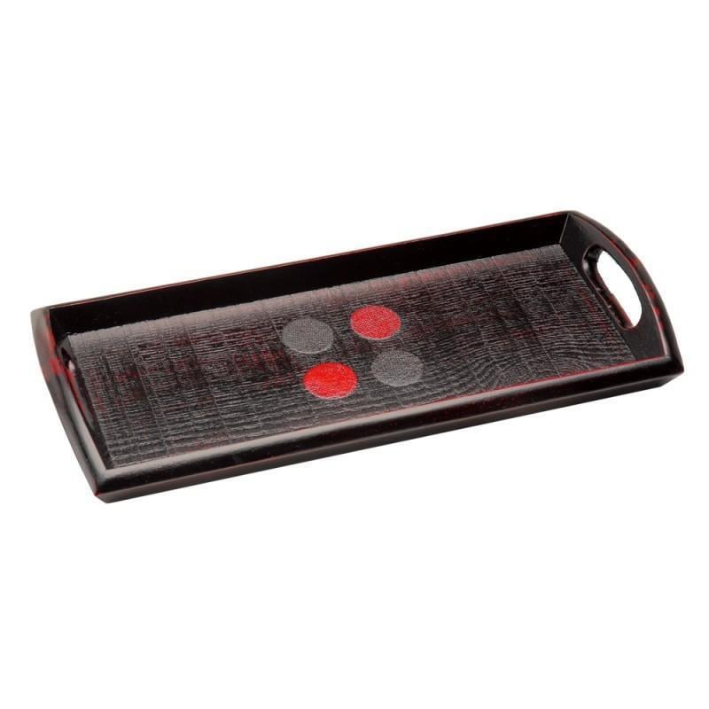 丸盆トレー お盆 黒塗り赤ヘラ絵 尺寸 30㎝ 給仕盆 漆器 漆