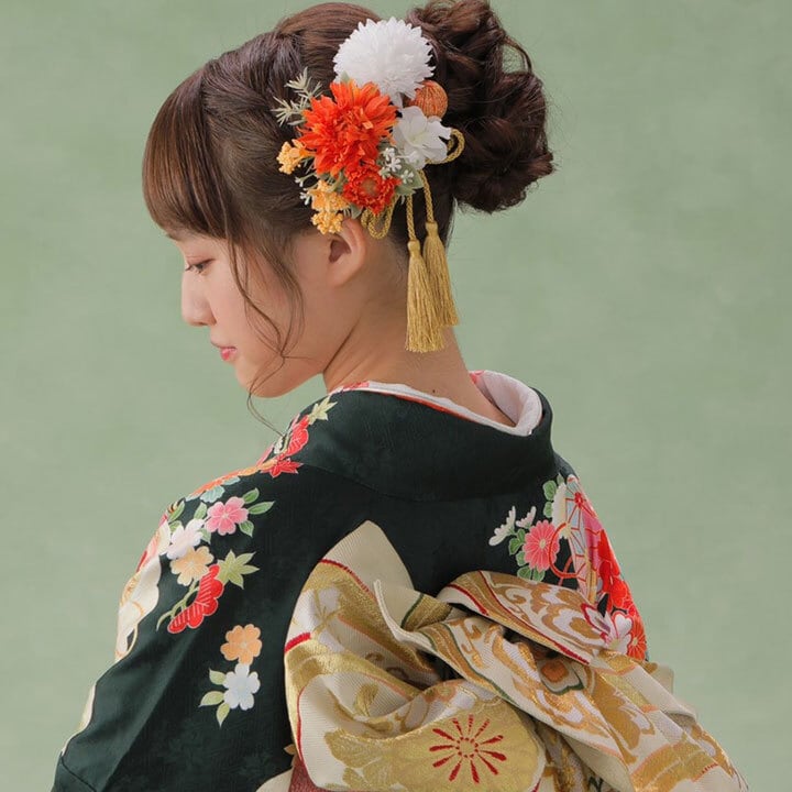 即納】】成人式・卒業式・結婚式 リボン髪飾り【全3色】黄色 イエロー