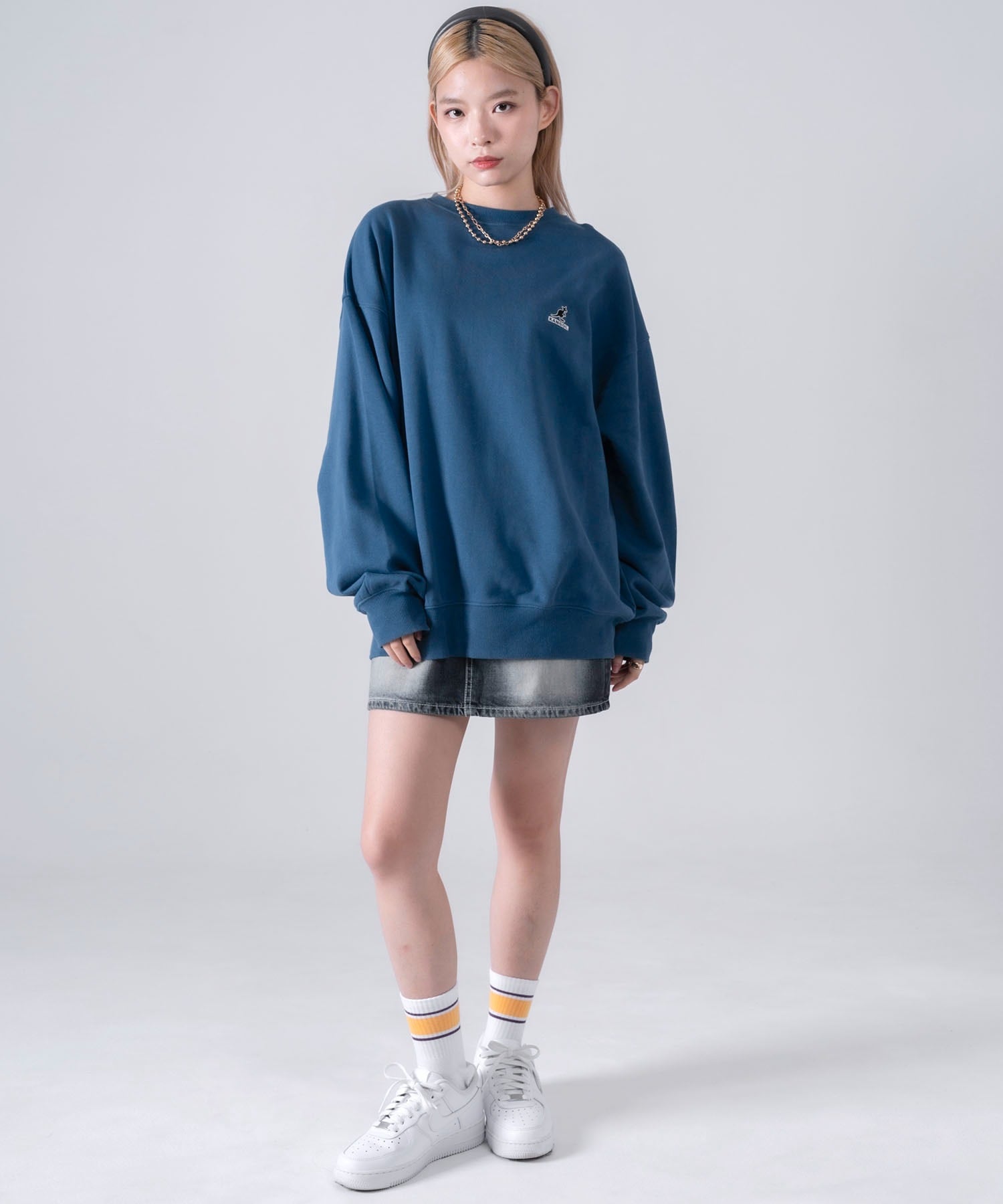 【Karlas別注】【KANGOL カンゴール】ブランド ロゴ ワンポイント 刺繍 クルーネック 裏毛 コットン 長袖 スウェット トレーナー kpmc-10353