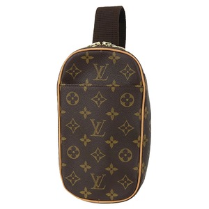 Used LOUIS VUITTON ルイヴィトン ポシェットガンジュ モノグラム M51870 ボディバッグ ショルダーバッグ ウエストポーチ ブラウン レザー 中古美品