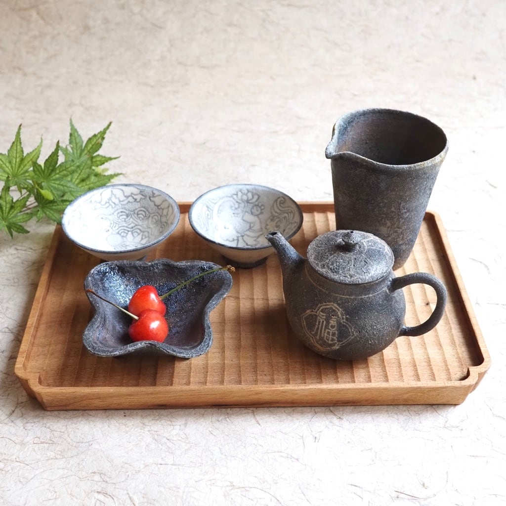 土本訓寛・久美子/焼締象嵌 茶壺 福寿
