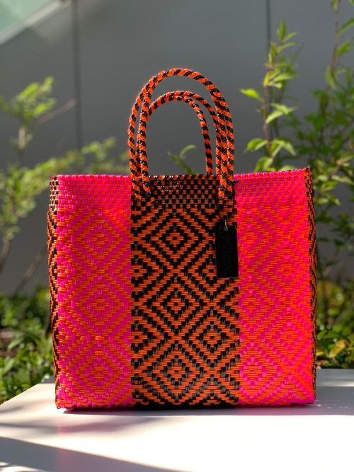 S Mercado Bag (Normal handle) Pink/Black/Orange