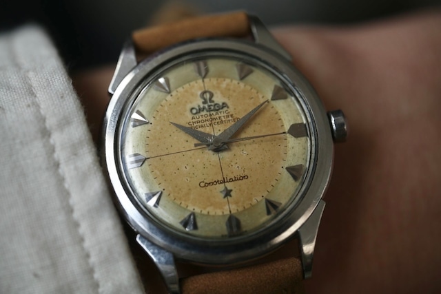 【OMEGA】1956年製 オメガ コンステレーション 第三世代前期 ダイヤモンドインデックス×ブラウンエイジング スイッチングロッカー式自動巻き OH済み/ Vintagewatch / Constellation / SS / 3rd / Cal.501