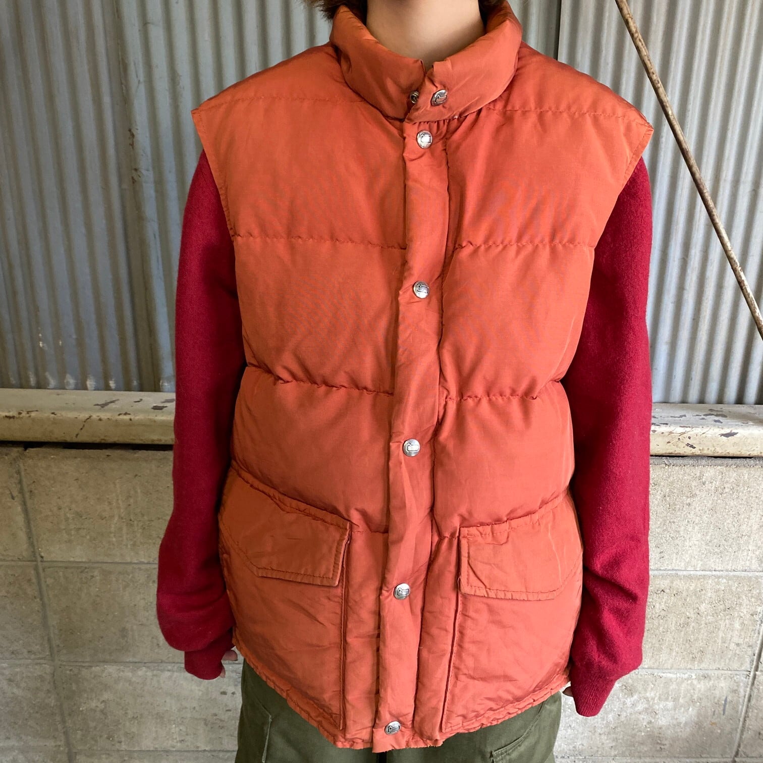 VINTAGE 70s  80s白タグwool rich ダウンベスト　グリーン