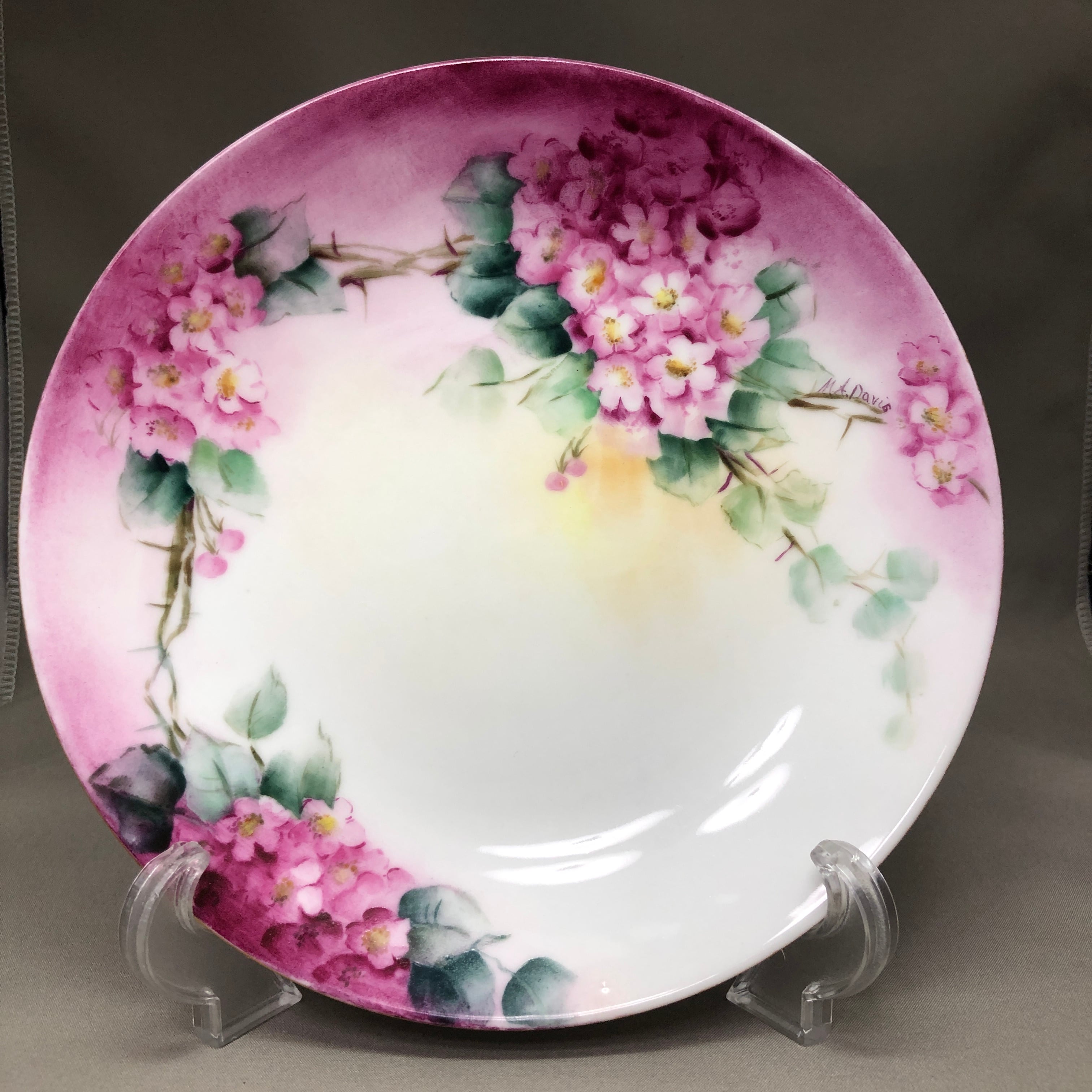 フランス リモージュ Limoges W.G.&Co. ピンクのお花 プレート 絵皿