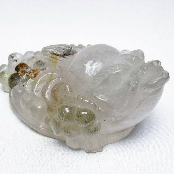 水晶 手彫り-卓上置物-キンセン-金蟾 ガーデンクォーツ 一点物 154-72