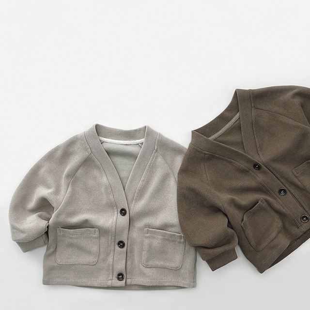 【BABY&KID】韓国風　カジュアル無地カーディガン