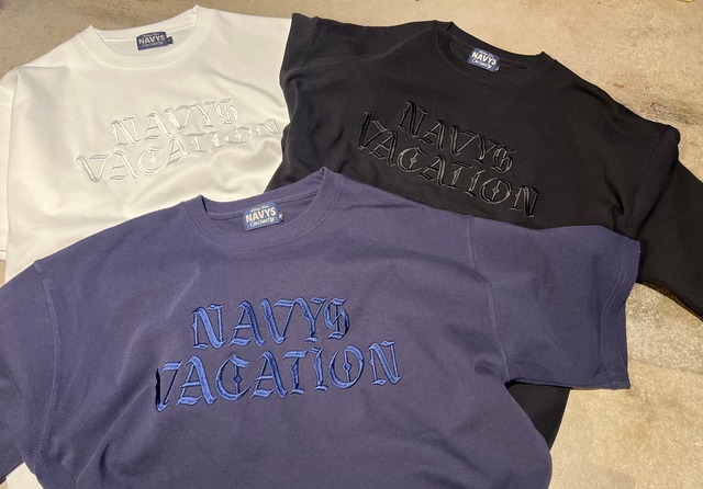NAVY VACATION EMBROIDERY Tee (SET UP)